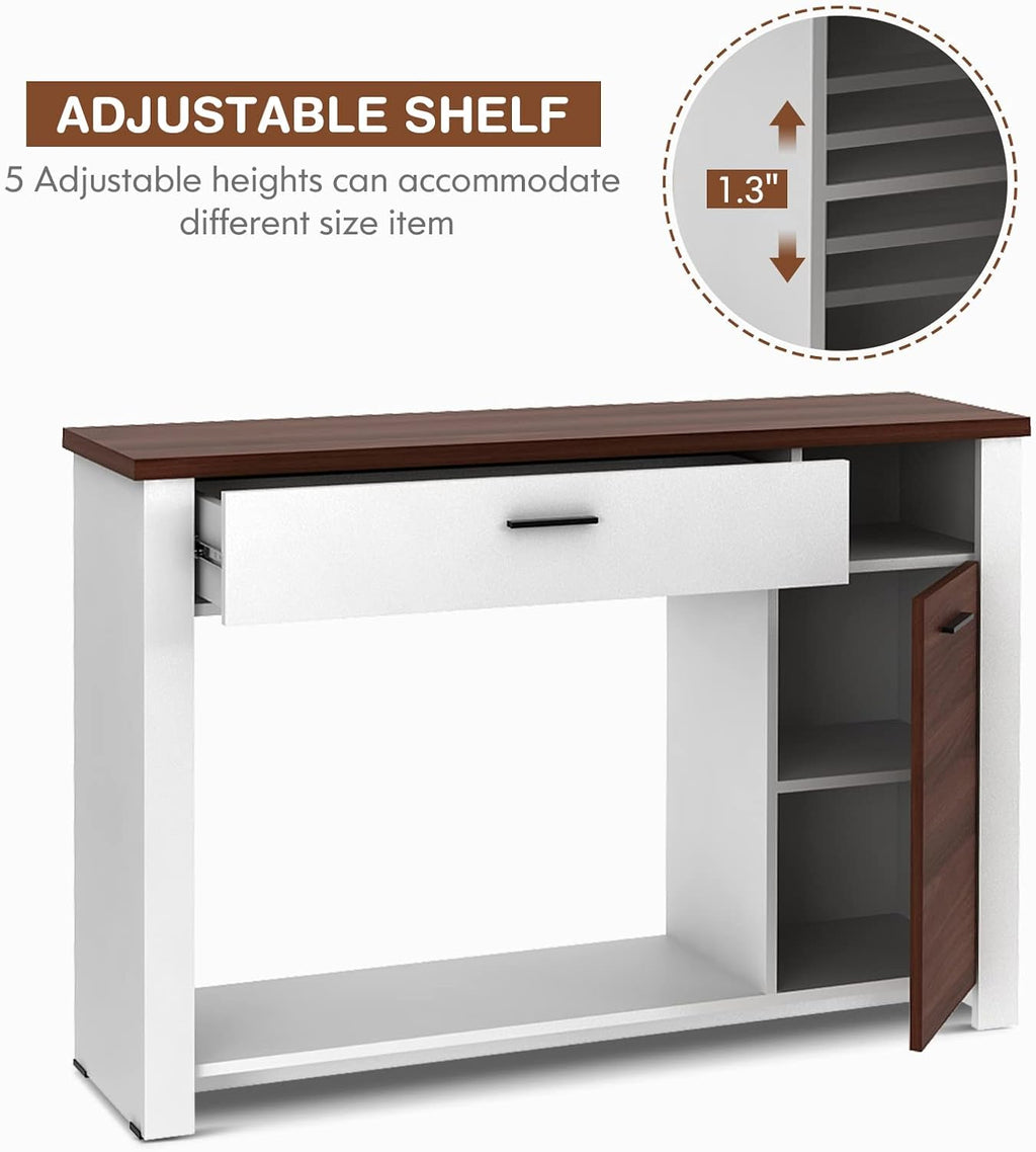 GIANTEX Modern Console Table, 48" Sofa Side Table with Drawers and Cabinet