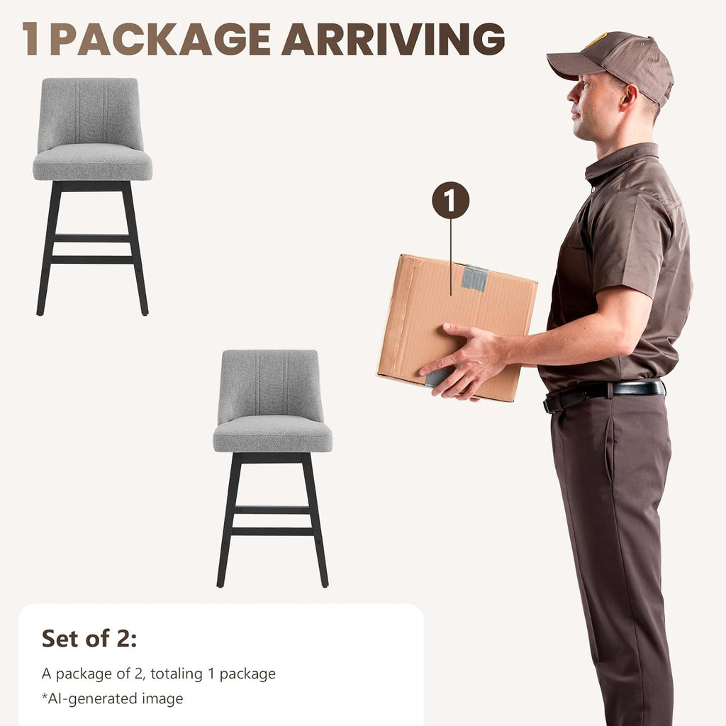 kinmars Kitchen Island Swivel Bar Stools Set of 2, 27", Dark Gray