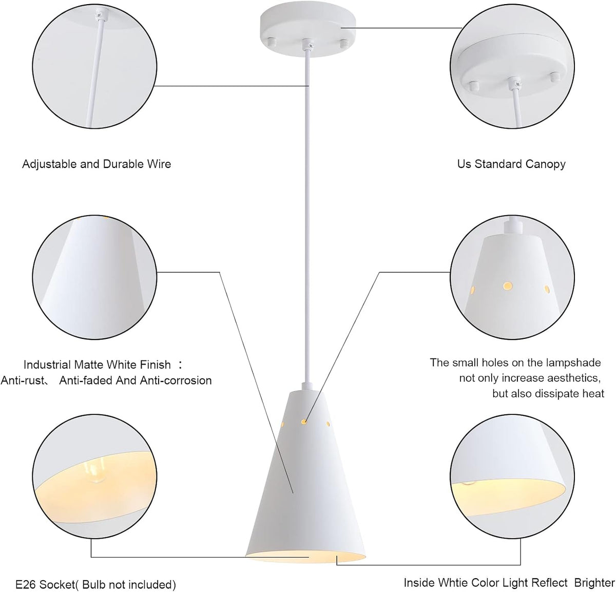 dijiahua white pendant lights kitchen island,dining room light showing dimensions