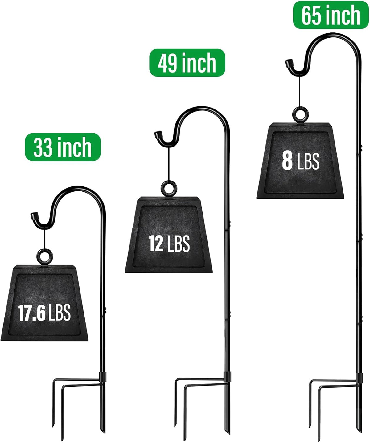 GOFORWILD 65 Inch 8 Pack Shepherd Hook for Garden Decor