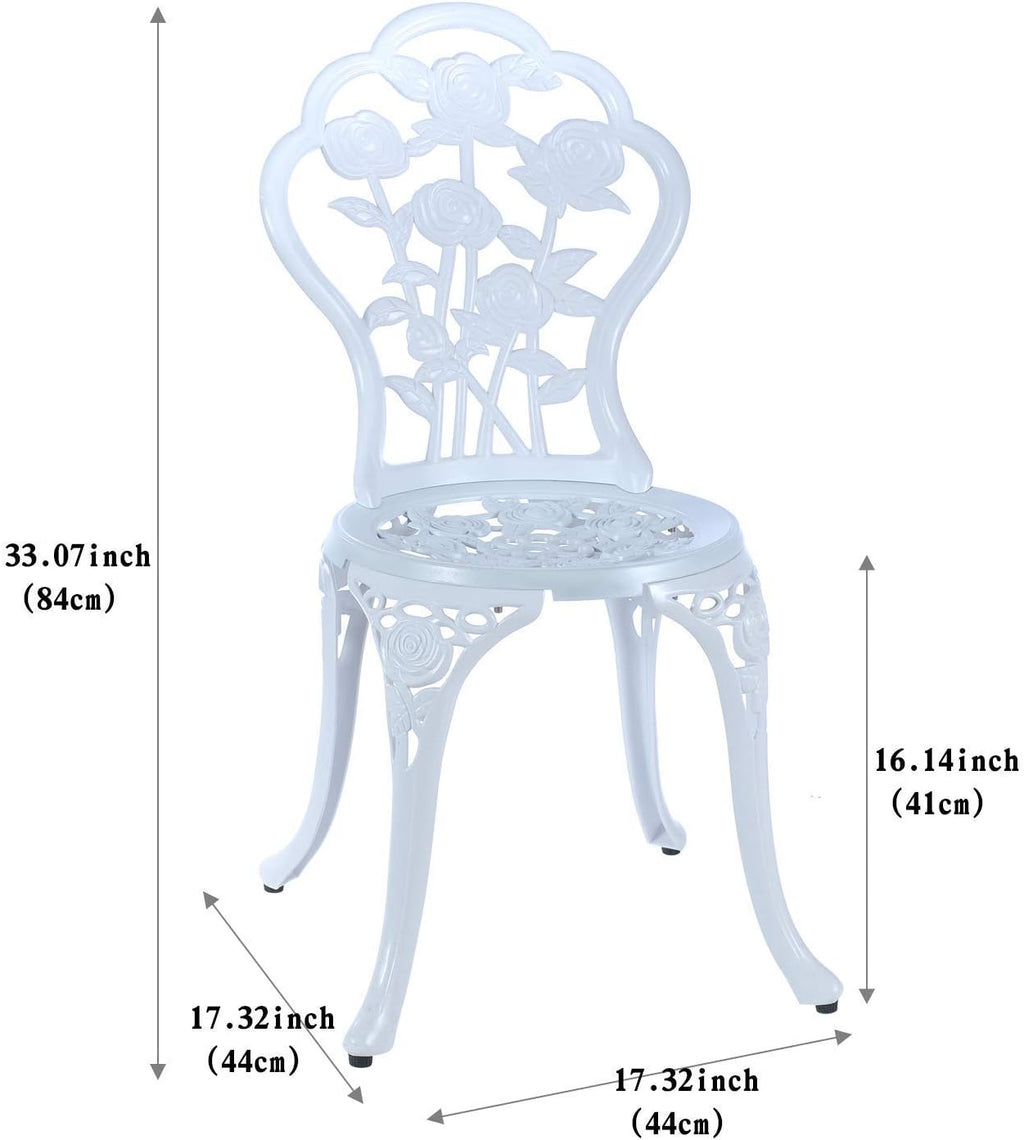 Mandolin White Rose Cast Aluminum 5 Piece Patio Dining Bistro Set
