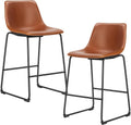 DUMOS Counter Height Bar Stools Set of 2, Faux Leather Metal Bar Chairs