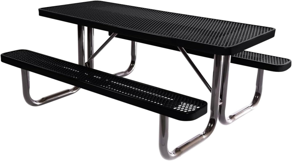 COATEDOUTDOORFURNITURE 6Ft Rect Picnic Table, Expanded, Black
