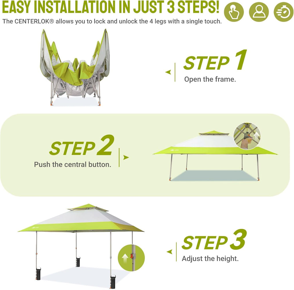 CROWN SHADES 13x13 Pop Up Canopy, Outdoor Foldable Tent, Gray&Green
