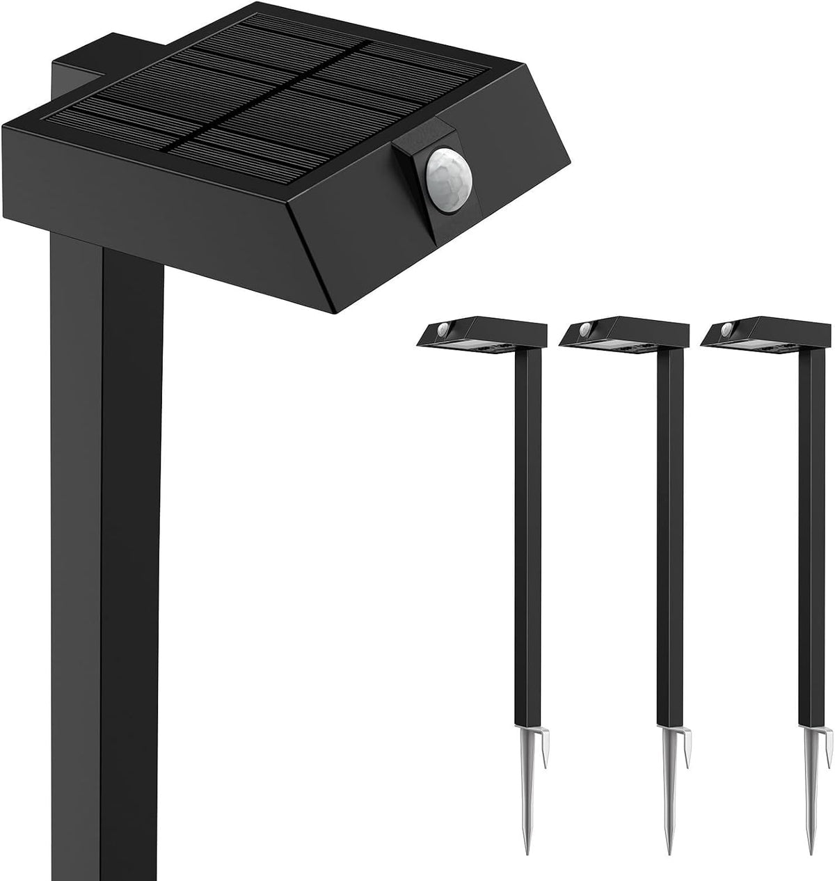 XMCOSY+ Solar Pathway Lights, 4 Pack Metal Motion Sensor Outdoor Lights
