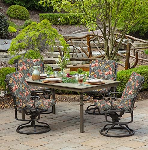 Arden Outdoor Dining Chair Cushion, 4-Pack, 20x44, Phoebe Grey Floral