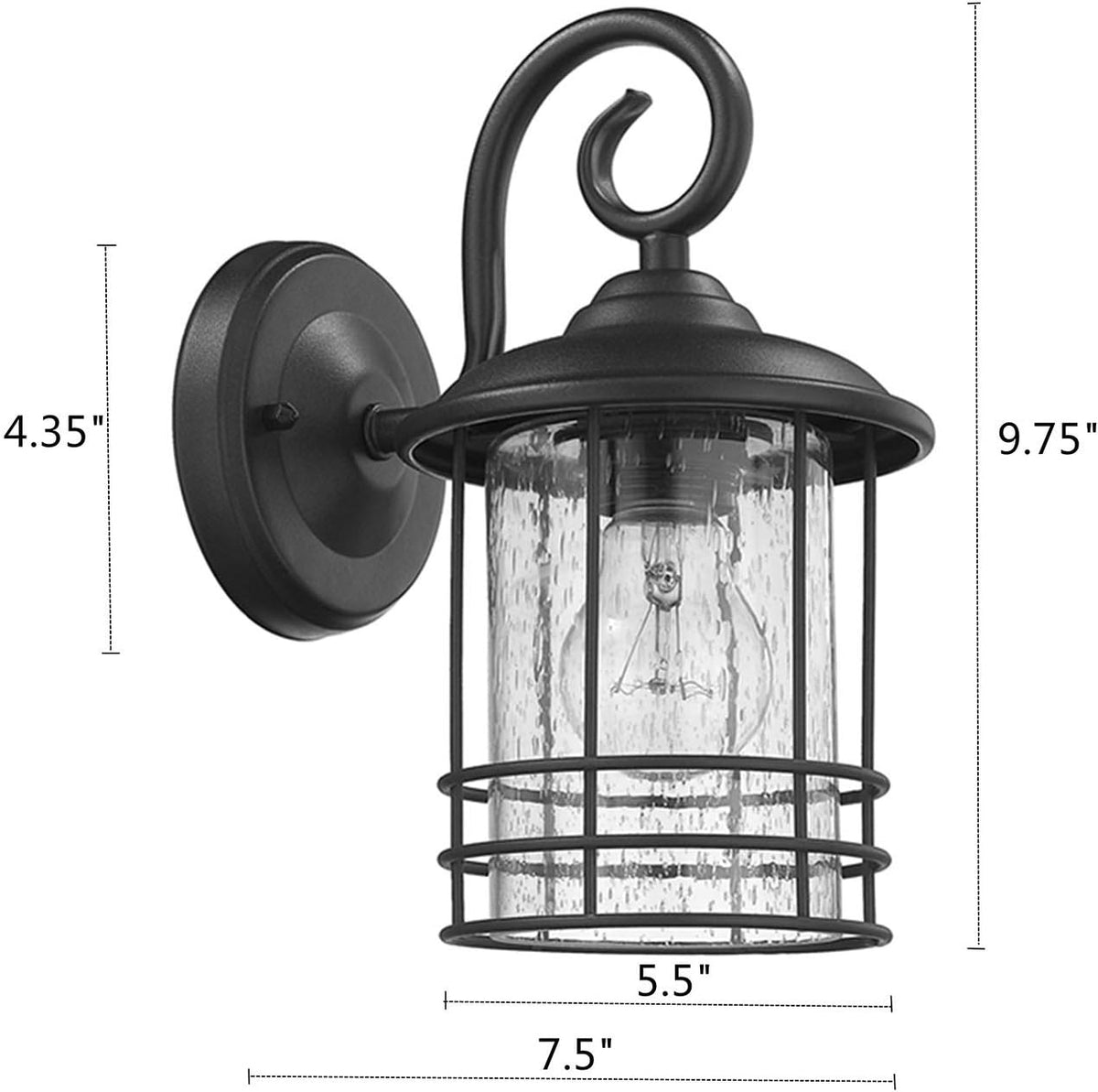 MICSIU 5.5" Wide Compact Narrow Farmhouse Matte Black Porch Light 2 Pack