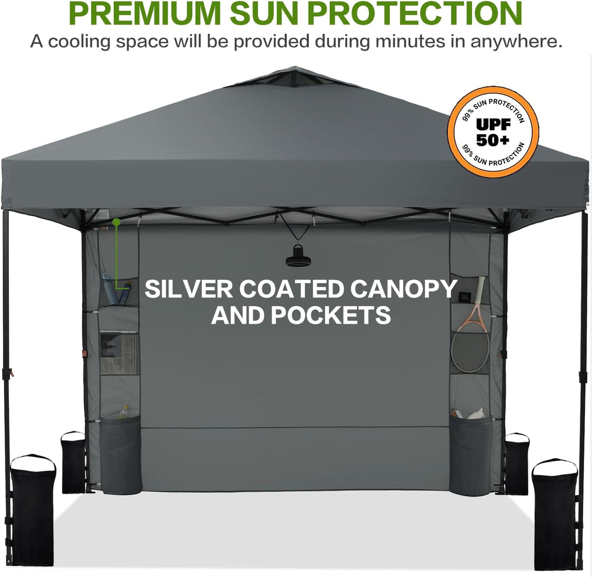 Tunbne 10X10 Pop Up Canopy Tent Outdoor with 1 Sidewalls, One Push Setup