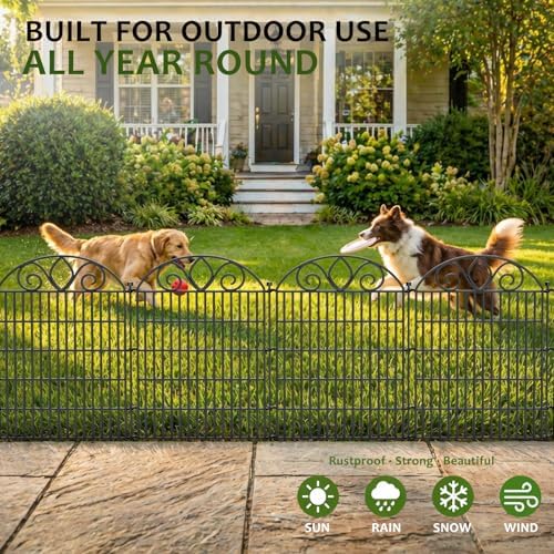 No Dig Garden Fence Outdoor for Yard, 10 Panels with Gate