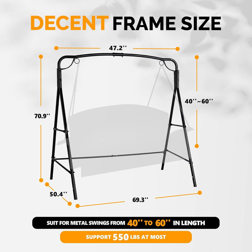 VINGLI Heavy Duty Porch Swing Stand, 660 LBS Steel Frame, Black