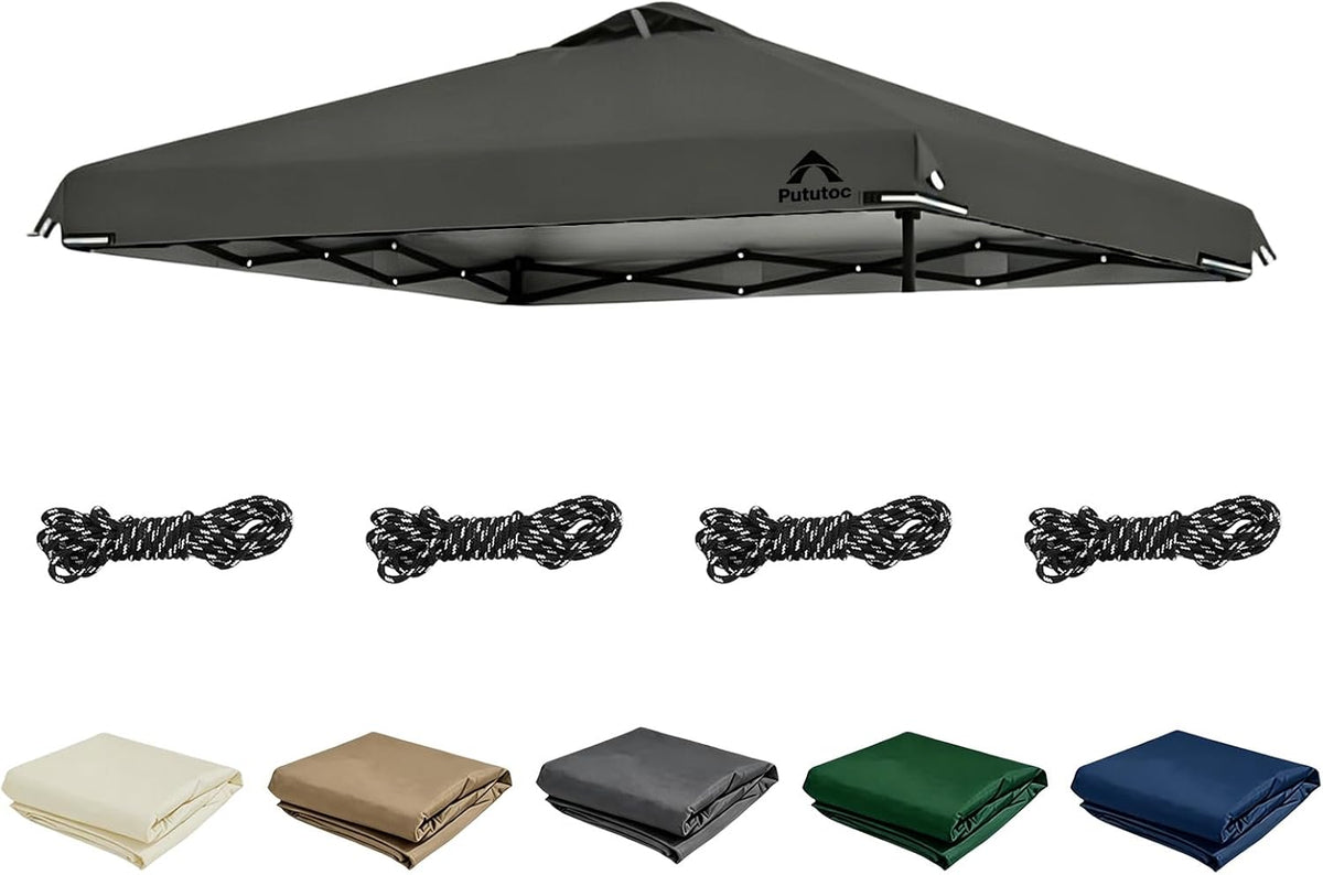 10x10ft Canopy Replacement Top Cover with Air Vent, UV Protected & Waterproof Pop-up Canopy Roof, Adjustable Elastic Straps for Outdoor Patio Garden Sun Shade Tent (Frame not Include) (Dark Gray)