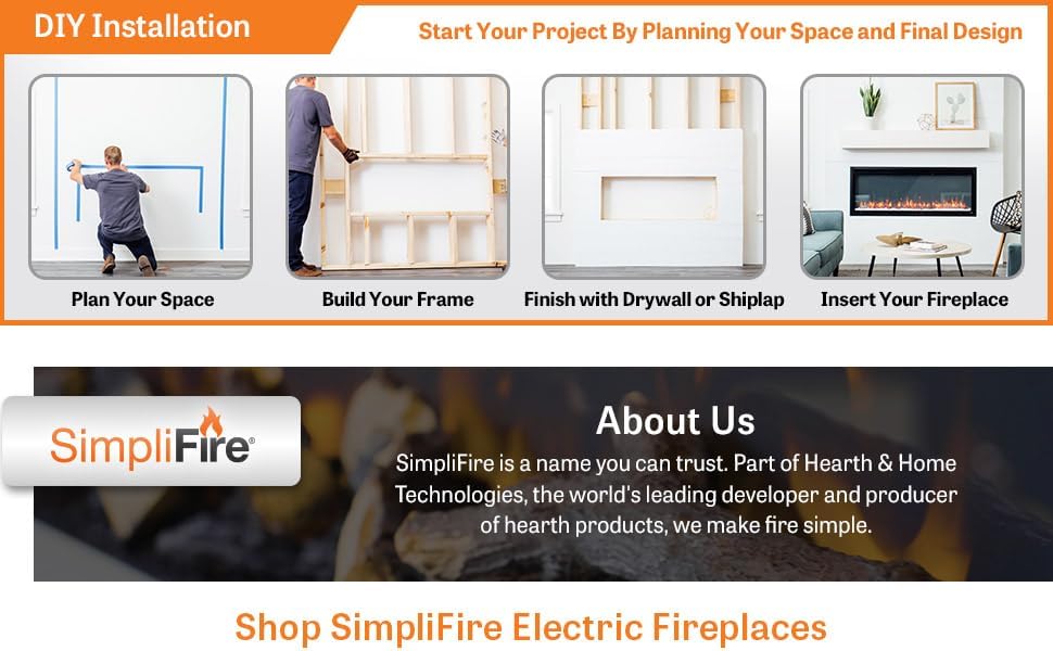 SimpliFire 60-Inch Allusion Platinum Linear Electric Fireplace (SF-ALLP60-BK)