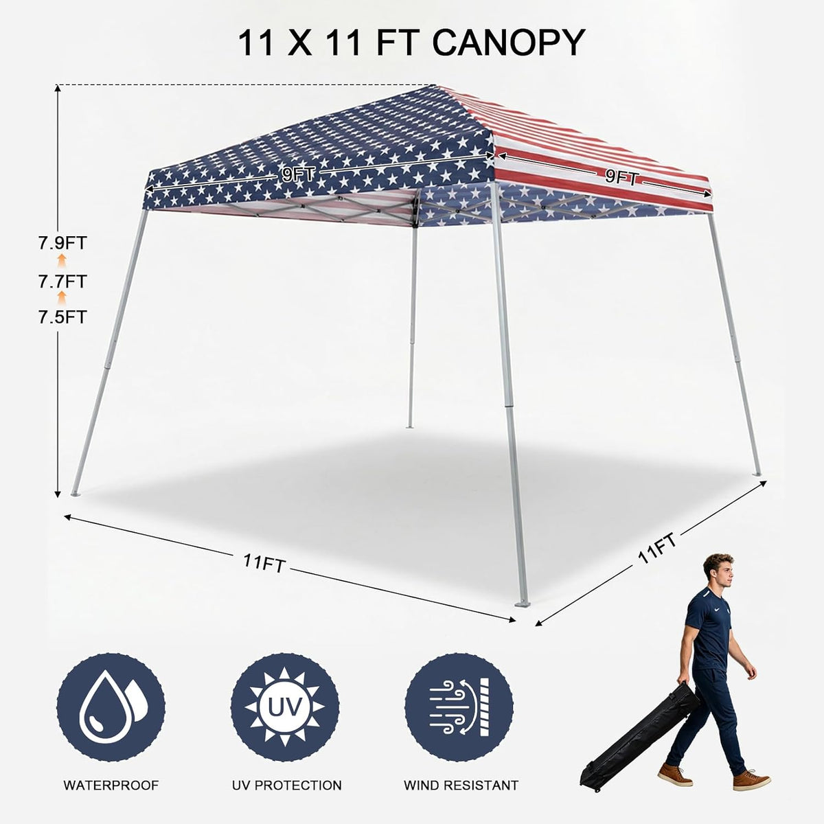 11 ft pop up canopy tent, outdoor easy, close-up detail