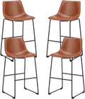 DUMOS Counter Height Bar Stools Set of 4, Faux Leather High Bar Chairs