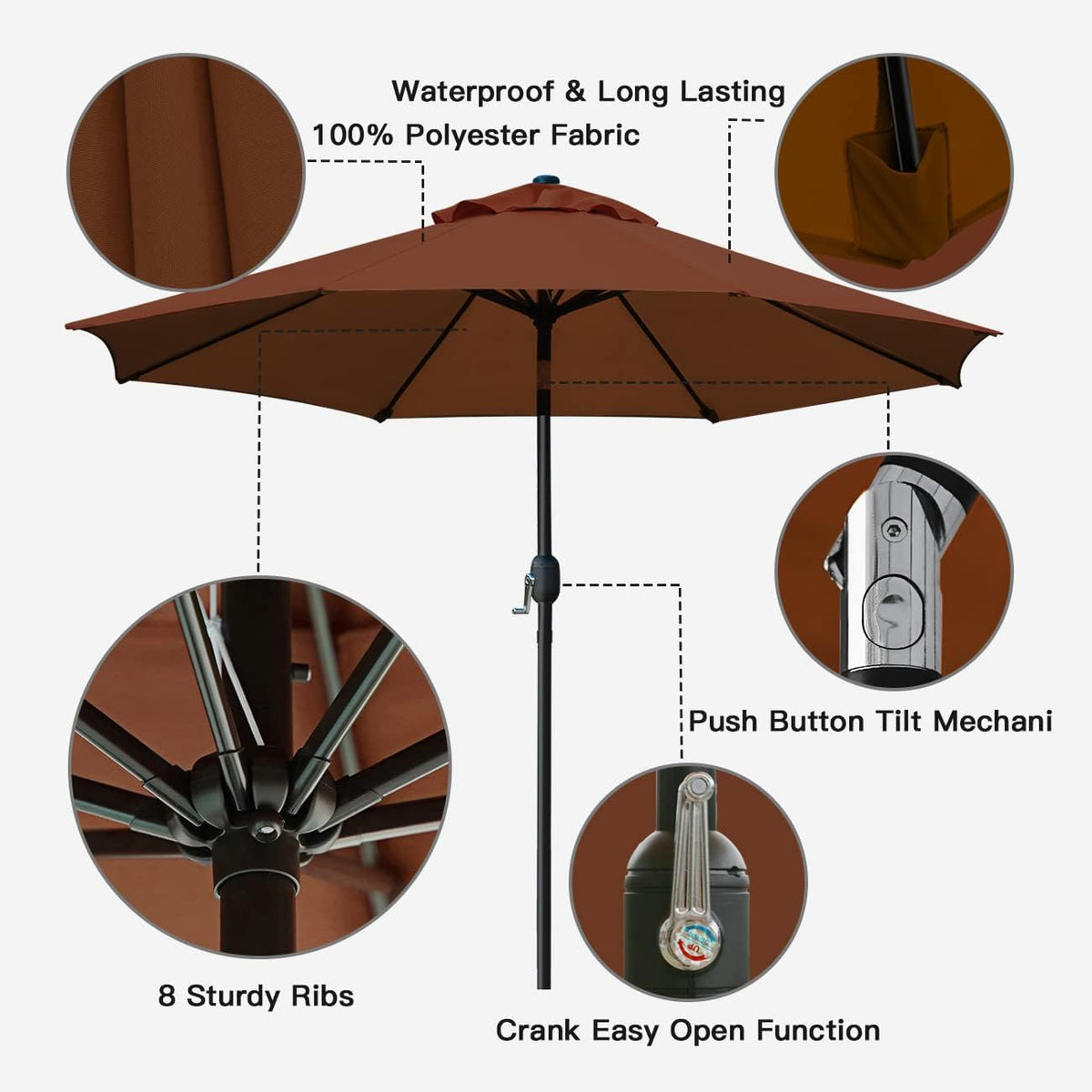 sunnyglade 9' patio umbrella outdoor table umbrella with shown in use