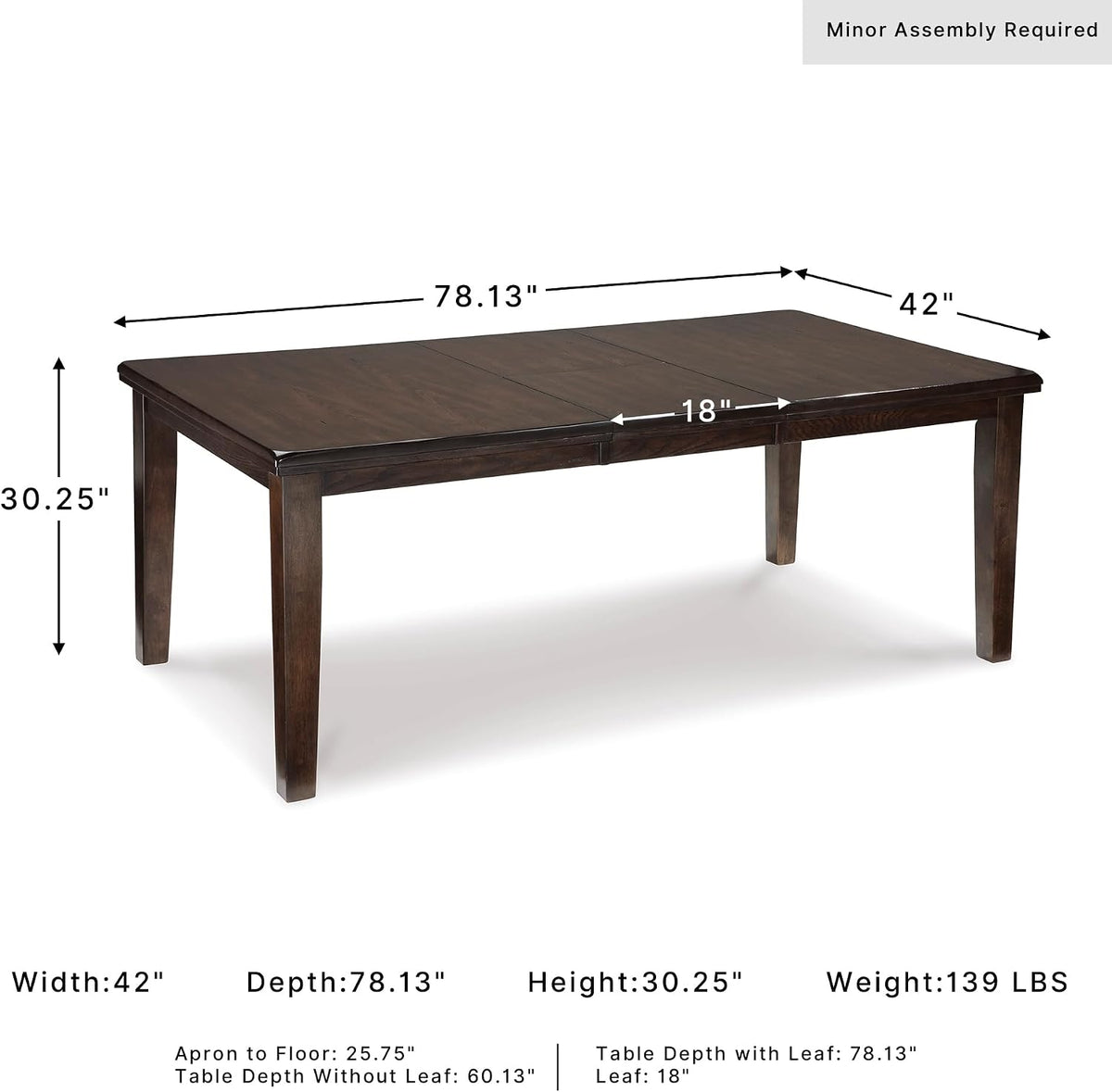Signature Design by Ashley Haddigan Dining Extension Table, Seats 6-8