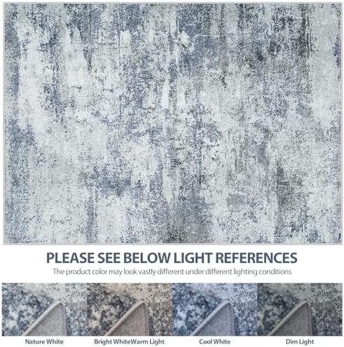 8x10 Area Rugs for Living Room Washable Bedroom Dining Room Blue Grey
