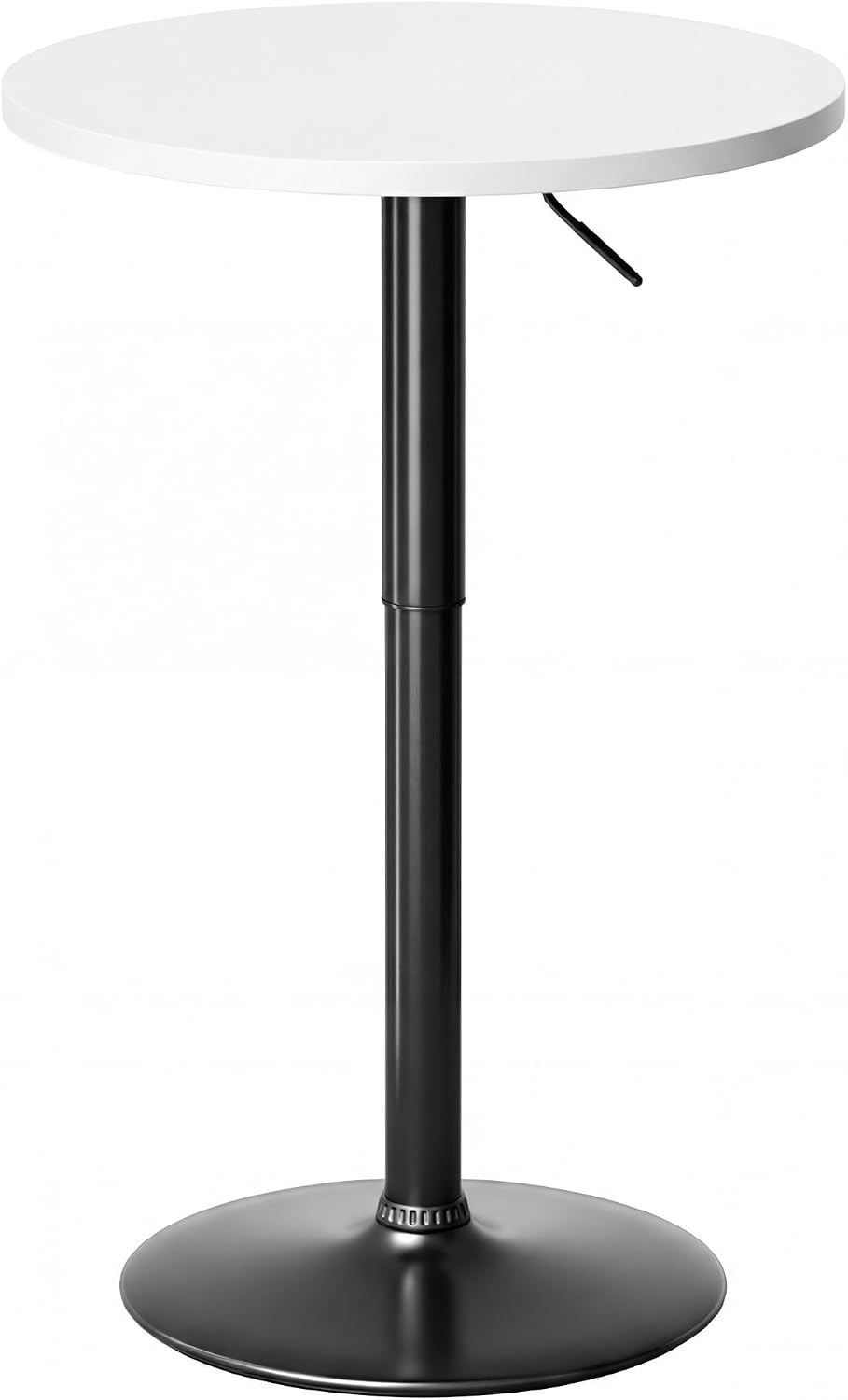 Shahoo Round Bar Table, Adjustable Height and 360° Swivel Pub Table, Cocktail Table for Bar, Bistro, Dining Room, White