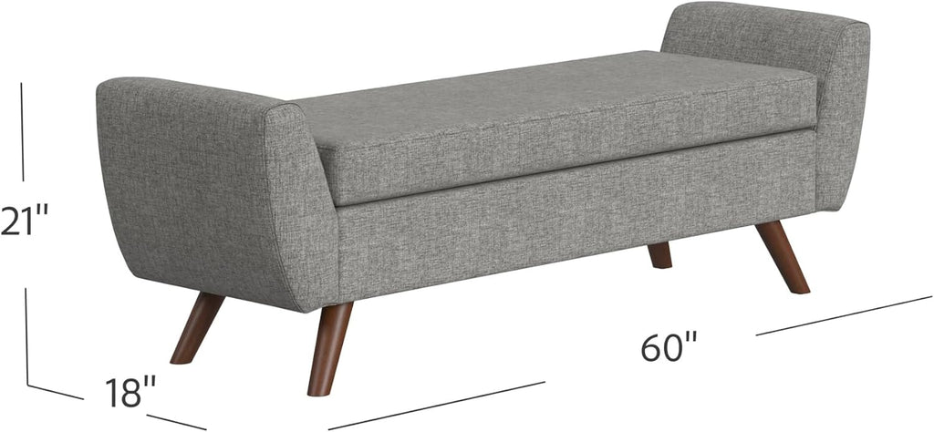 HomePop 60" Modern Storage Bench with Wood Legs - Gray Woven