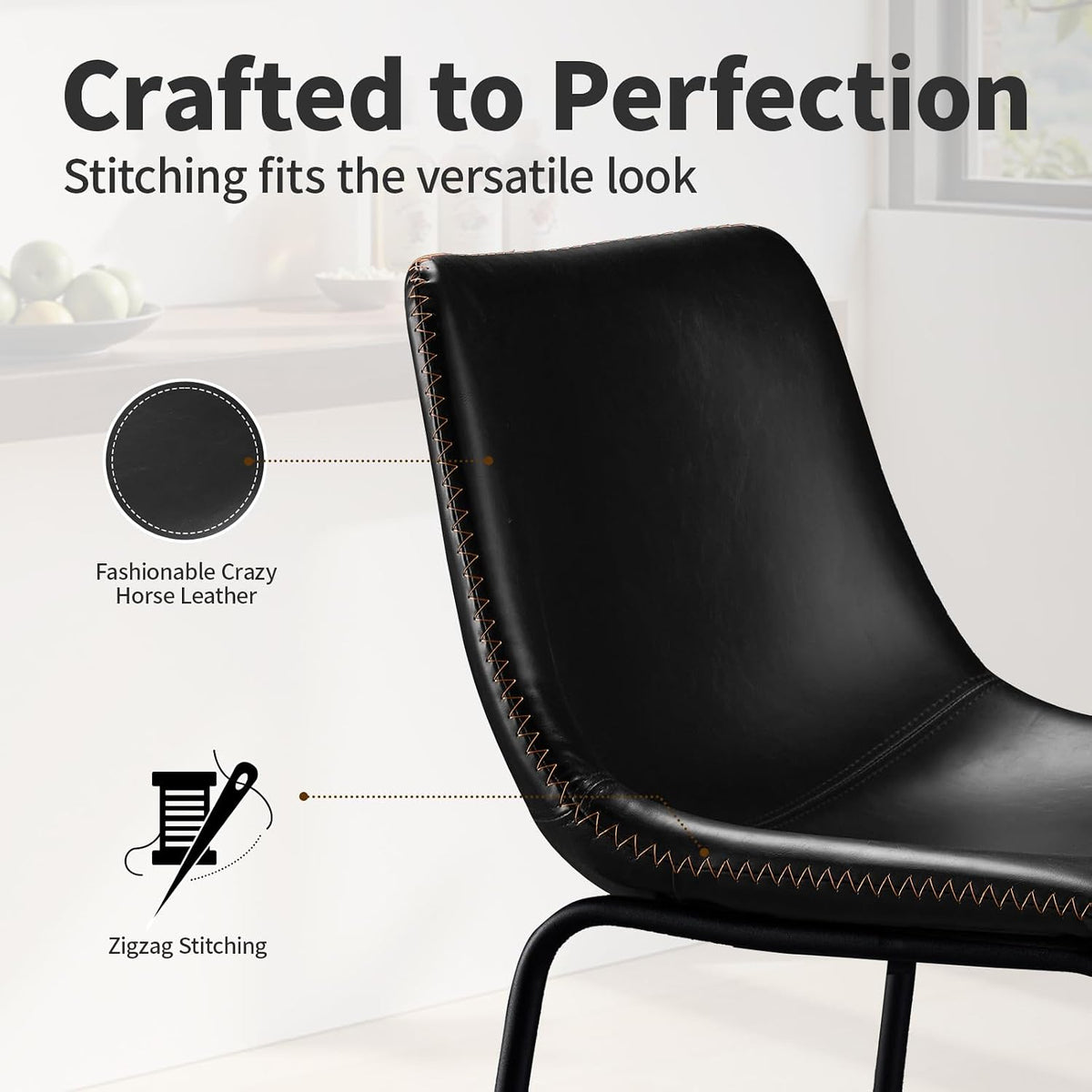 STOOLINK Counter Height Bar Stools Set of 2, 26 Inch Faux Leather Bar Stool