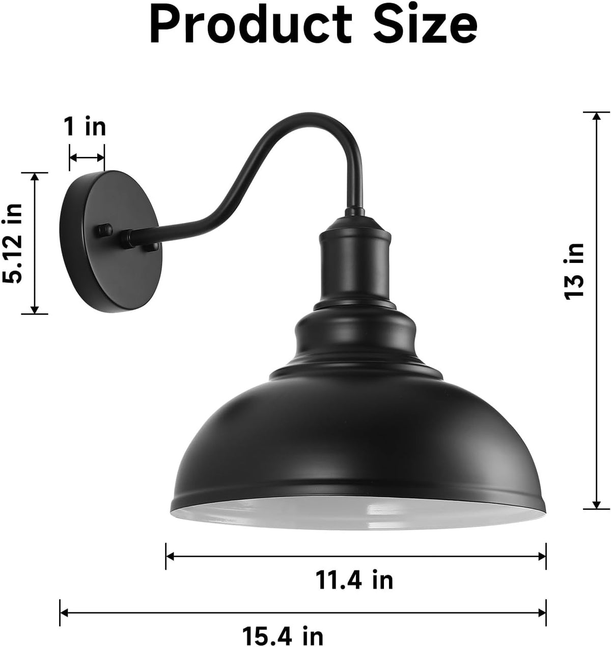 Outdoor Wall Sconces, Exterior Farmhouse Gooseneck Barn Light, Vintage Matte Black Outside Wall Mount Light Fixture, Industrial Black Lantern for Porch, Entryway, Garage