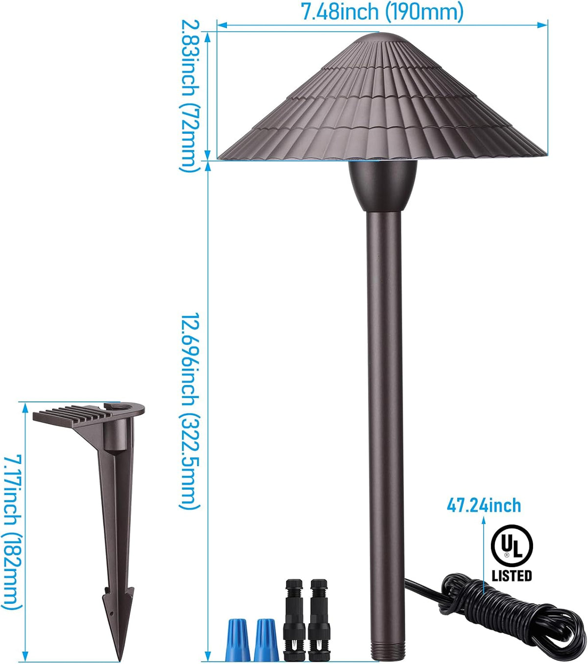 LEONLITE 4-Pack 5CCT LED Low Voltage Landscape Path Lights, 12-24V AC/DC