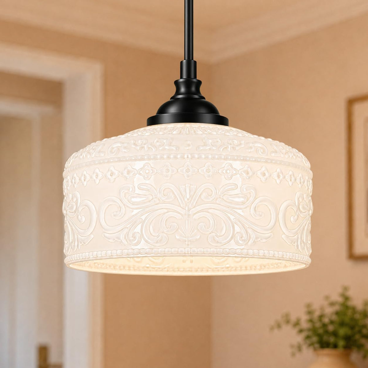 Daunton Black Vintage Pendant Light for Island Glass Kitchen Pendant Light