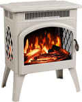 R.W.FLAME Electric Fireplace Heater 17" with Remote Control, Metal, Beige