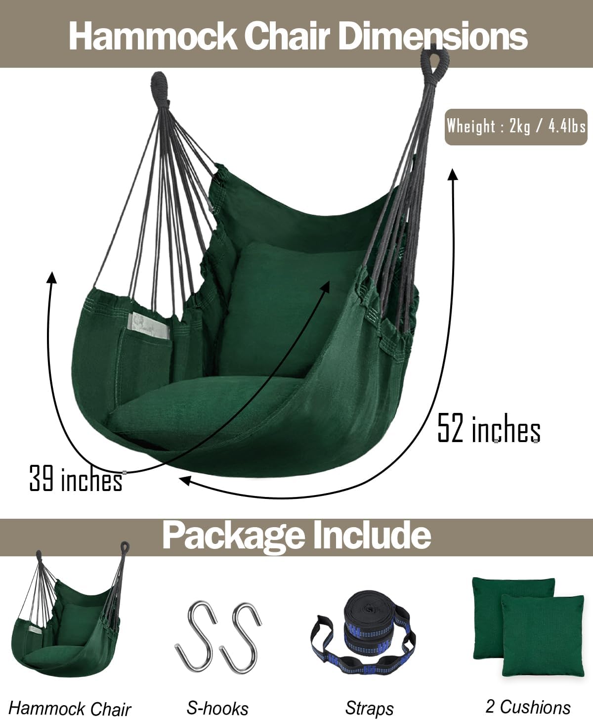 halalona hammock chair hanging hammock chair rope swing, package contents