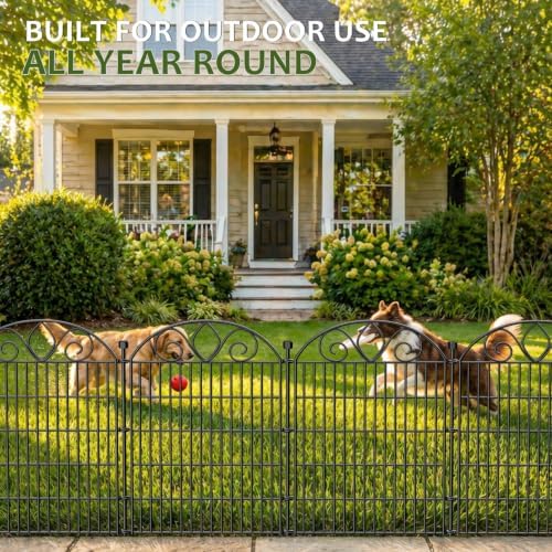 No Dig Garden Fence Outdoor for Yard, 10 Panels with Gate