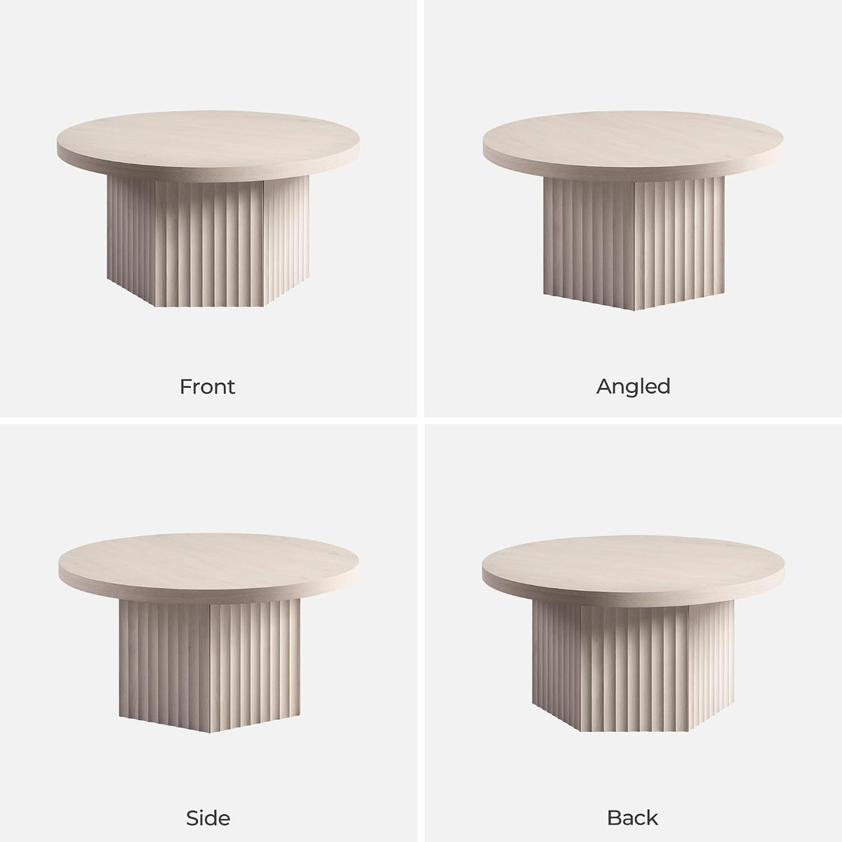 SICOTAS 32" Modern Round Coffee Table Mid Century Fluted Coffee Table
