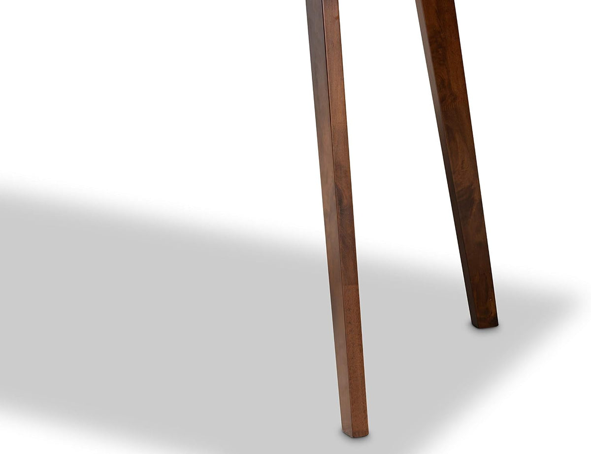 baxton studio dining tables, walnut showing dimensions