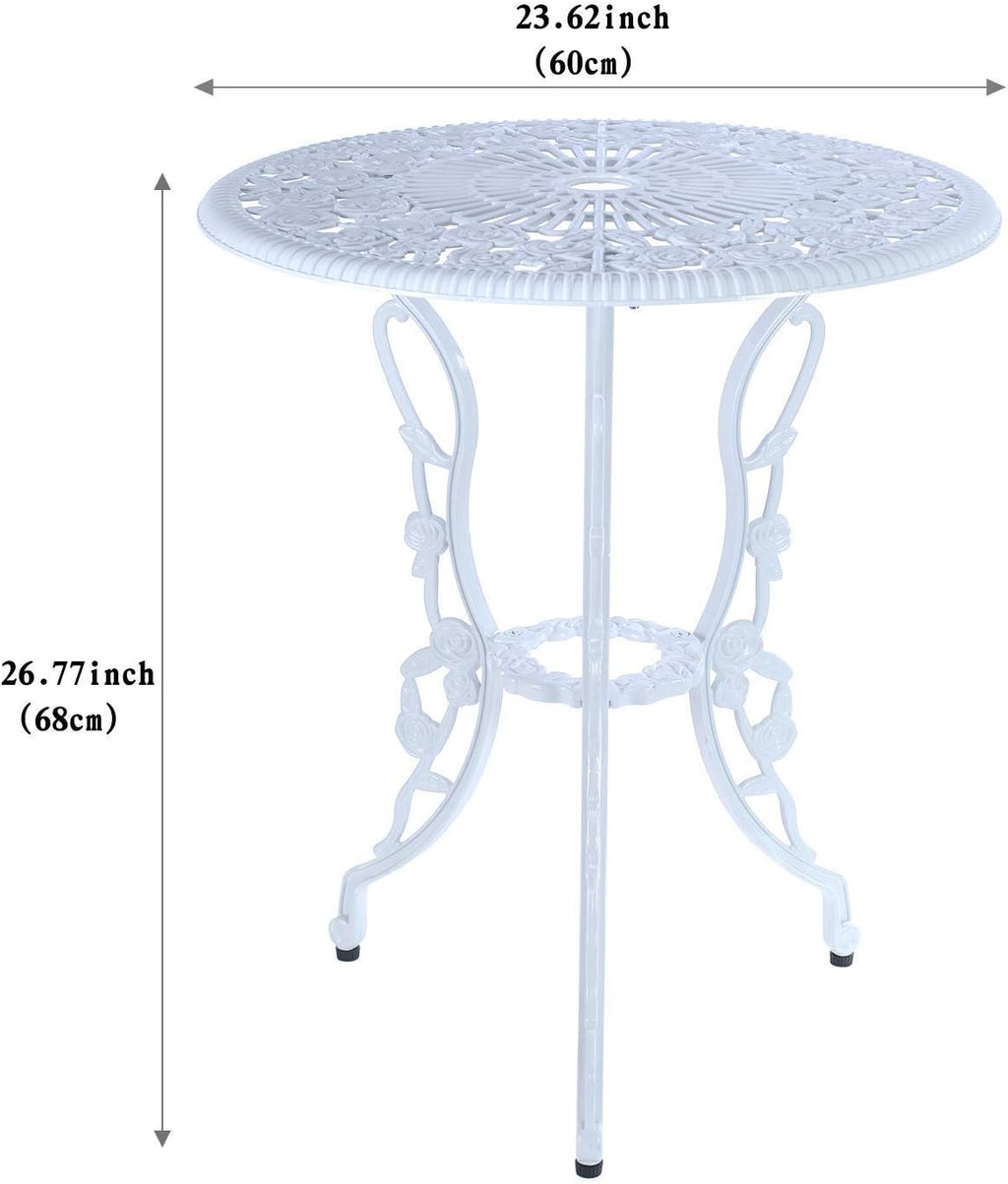 Mandolin White Rose Cast Aluminum 5 Piece Patio Dining Bistro Set