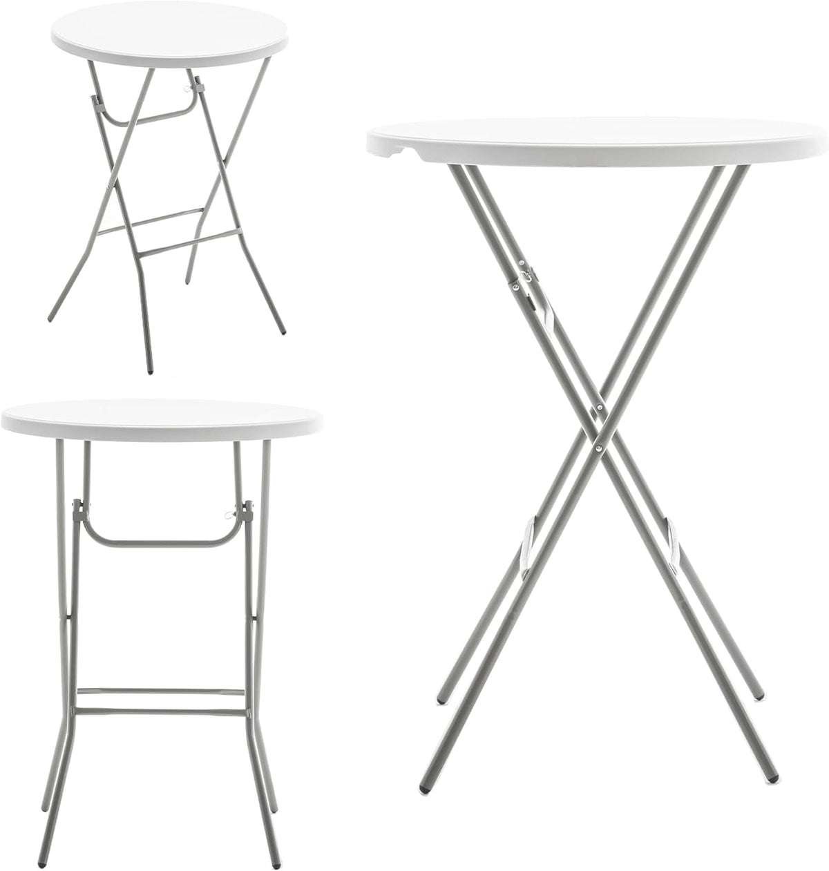BTEXPERT White 32" Round 43" Bar Height Granite Folding Commercial Portable Banquet Card Plastic Coffee Dining Table for Wedding Party Coffee Event Home Kitchen Indoor Outdoor Set of 10