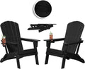 Plawdlik HDPE Folding Adirondack Chair Set of 2 with Cup Holder, Black