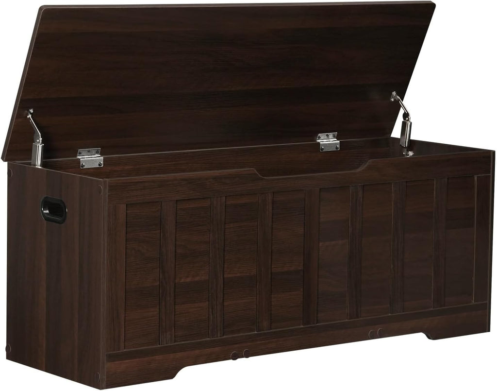 VANKILEY 47.2" Storage Chest Extra Large,Wooden Storage Trunk(Espresso)