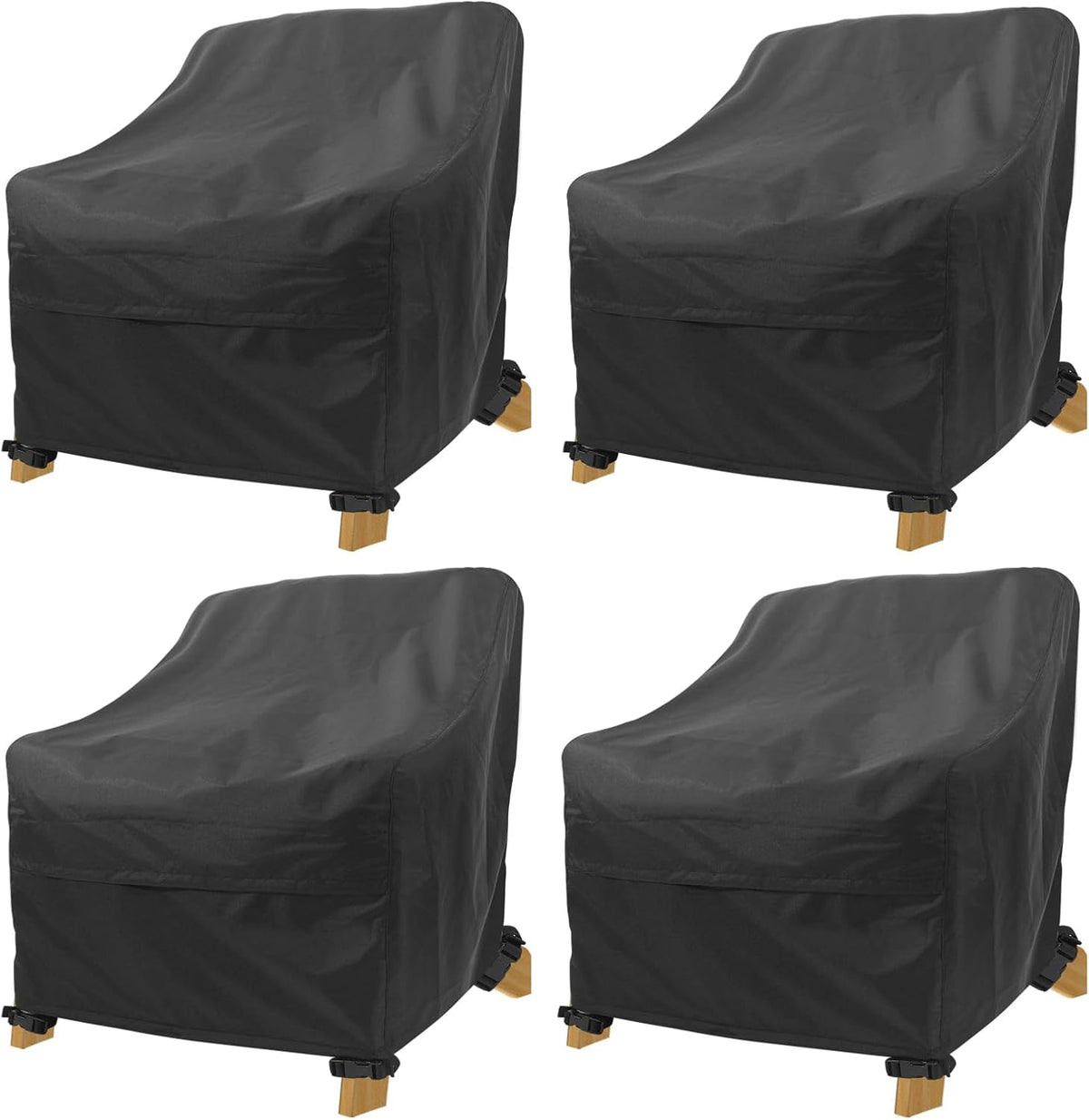 Adirondack Chair Covers 4 Pack - Waterproof Outdoor Chair Covers (32"L x 35"D x 36"H, Black) for Patio Furniture Non Fading