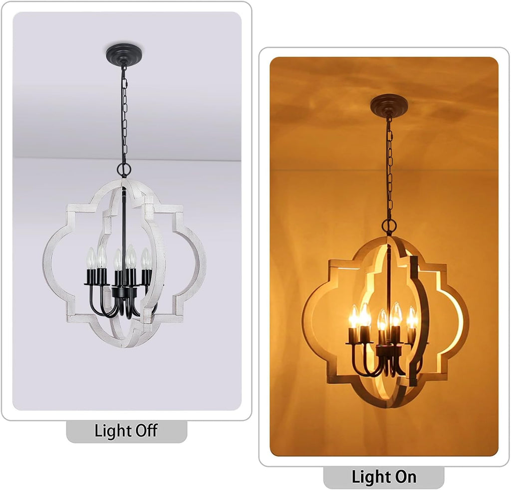 21.65'' farmhouse chandelier, 6 light rustic dining room, package contents