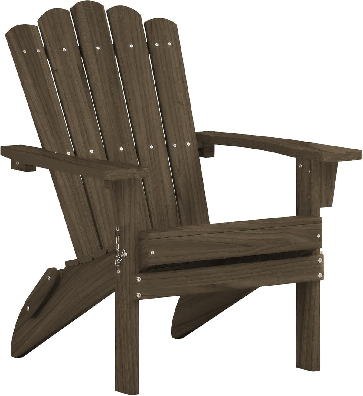 Folding Adirondack Chair, HDPE Outdoor Patio Chair, Brown