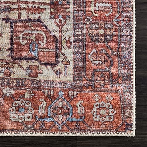Bloom Rugs Washable Non-Slip 10x14 Rug - Red/Orange/Beige Traditional Oriental Area Rug for Living Room, Bedroom, Dining Room, and Kitchen - Exact Size: 10' x 14'
