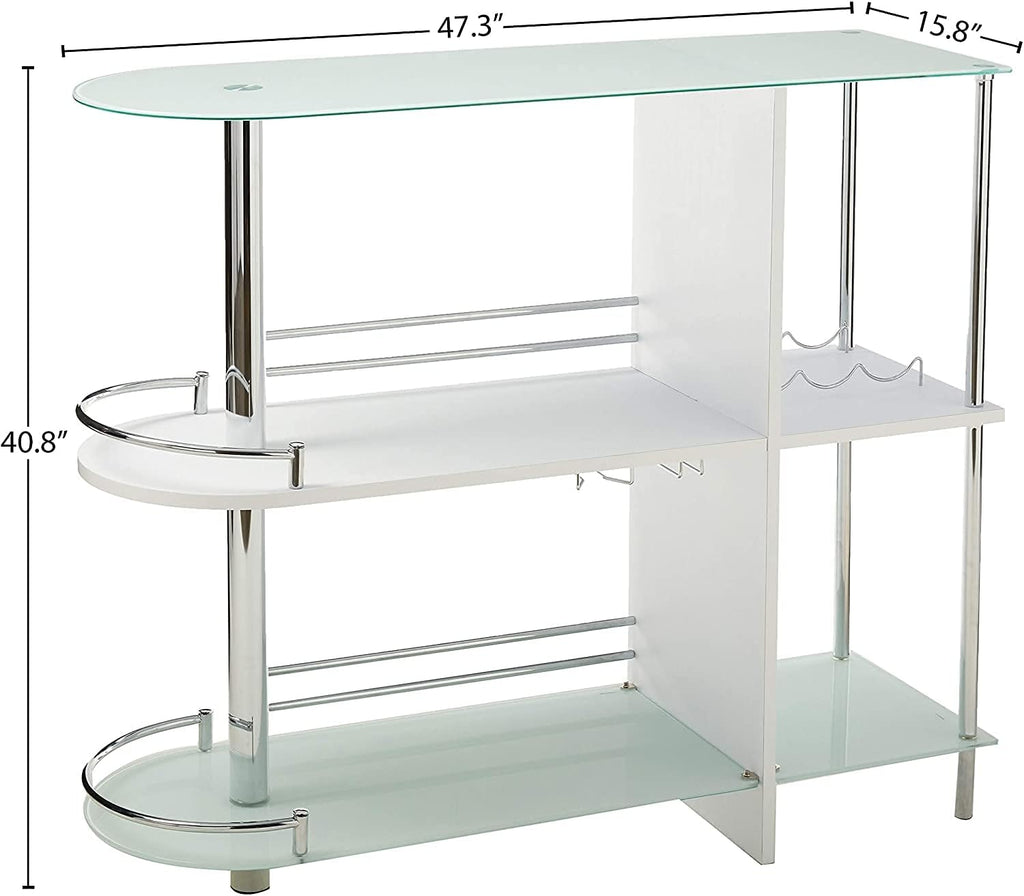 kings brand furniture bar table with two tempered, close-up detail