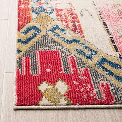 SAFAVIEH Madison Collection Area Rug - 10' x 14', Grey & Orange, Boho Chic Tribal Distressed Design, Non-Shedding & Easy Care, Ideal for High Traffic Areas in Living Room, Bedroom (MAD422G)