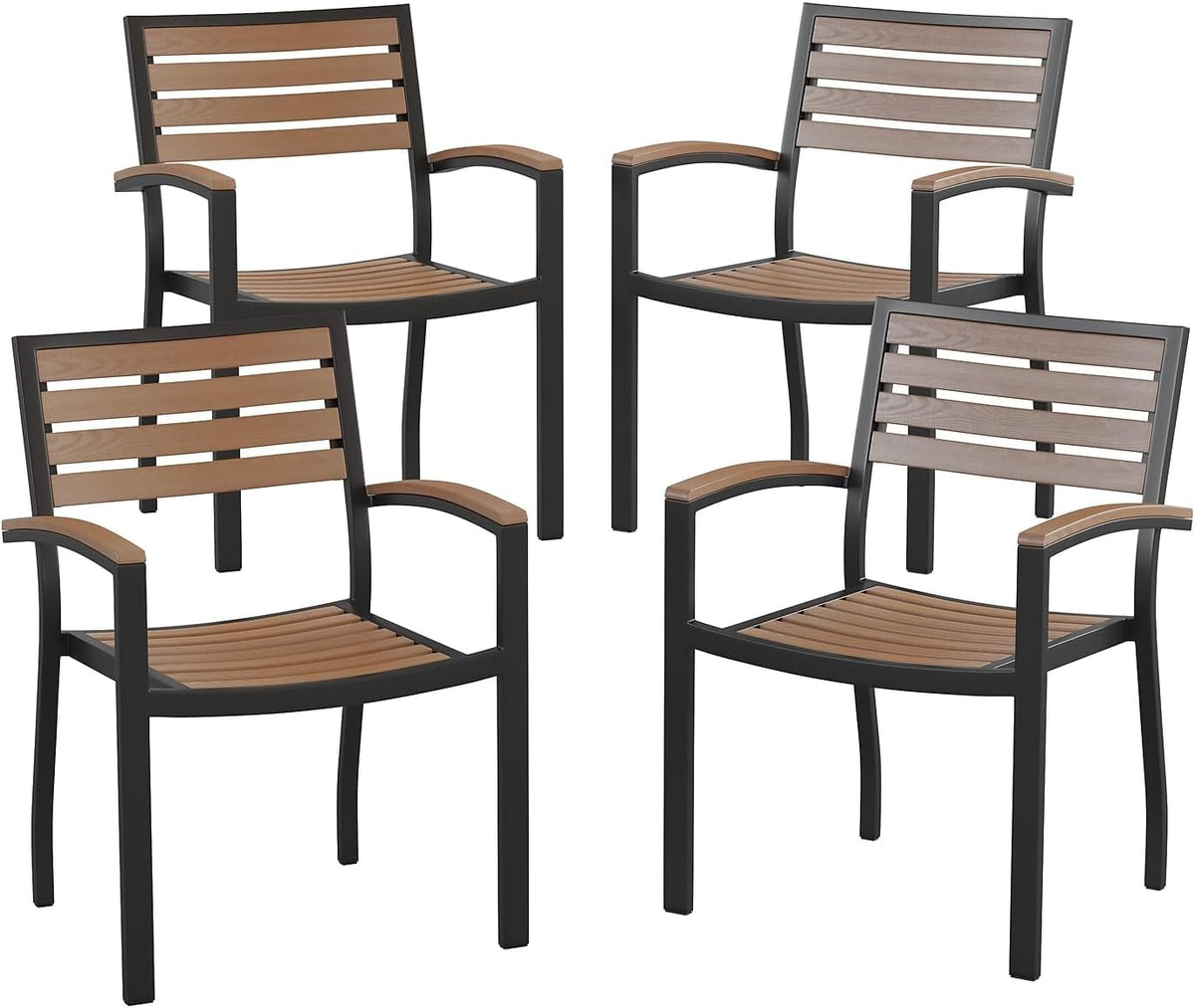 Flash Furniture Commercial Aluminum Stackable Side Chair, Black, 4-Pack