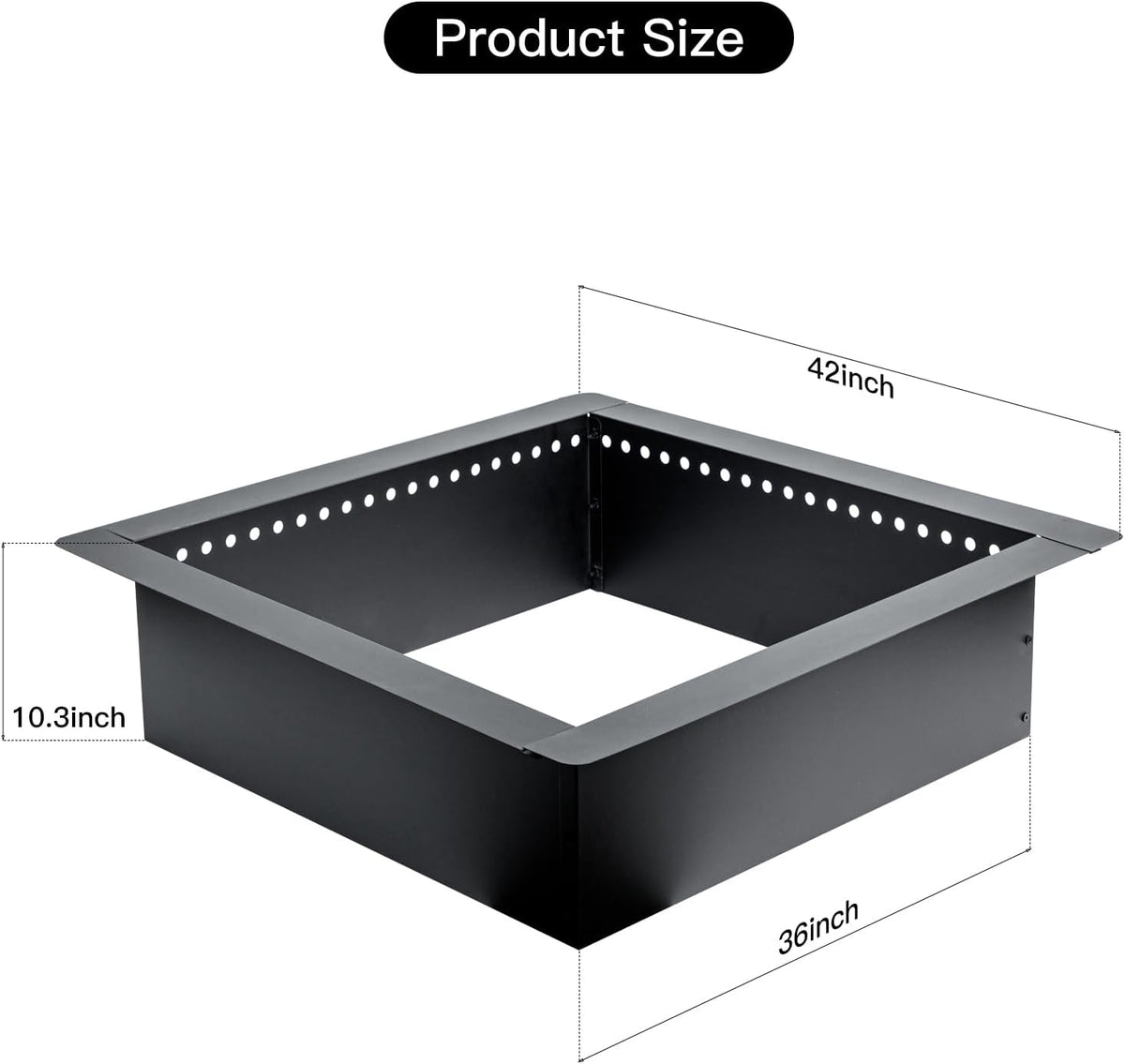 42 inch Outdoor Fire Pit Liner, Square Heavy Duty Fire Pits