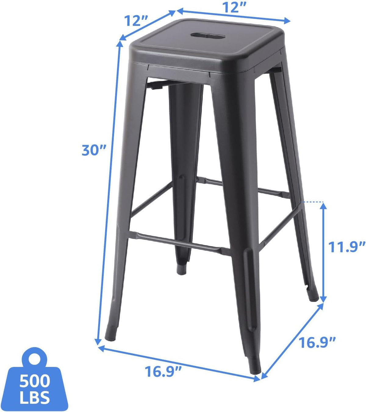 stackable metal bar stool backless counter stools fullmetal, close-up detail