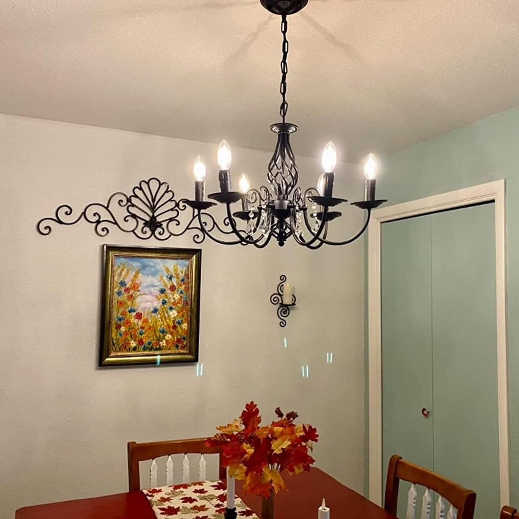 Jaycomey Black Chandelier, 6-Light Farmhouse Candle Light for Dining Room