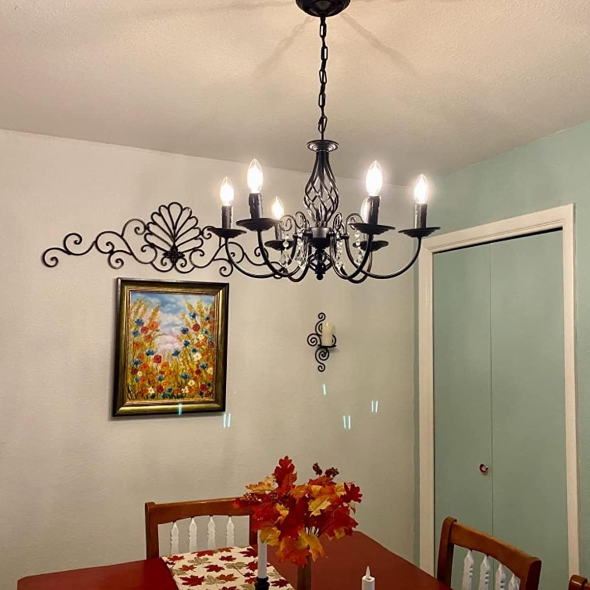 Jaycomey Black Chandelier, 6-Light Farmhouse Candle Light for Dining Room