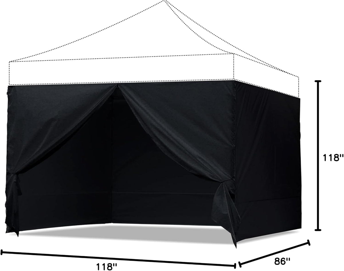 ABCCANOPY Canopy Side Wall Set 10x10,4 Walls Only No Frame and Top Black
