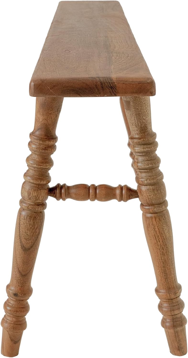 east at main skinny wood bench, narrow solid, side view