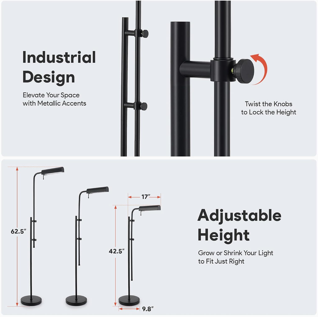 VONLUCE Industrial Floor Lamp, Adjustable LED Floor Lamp for Living Room